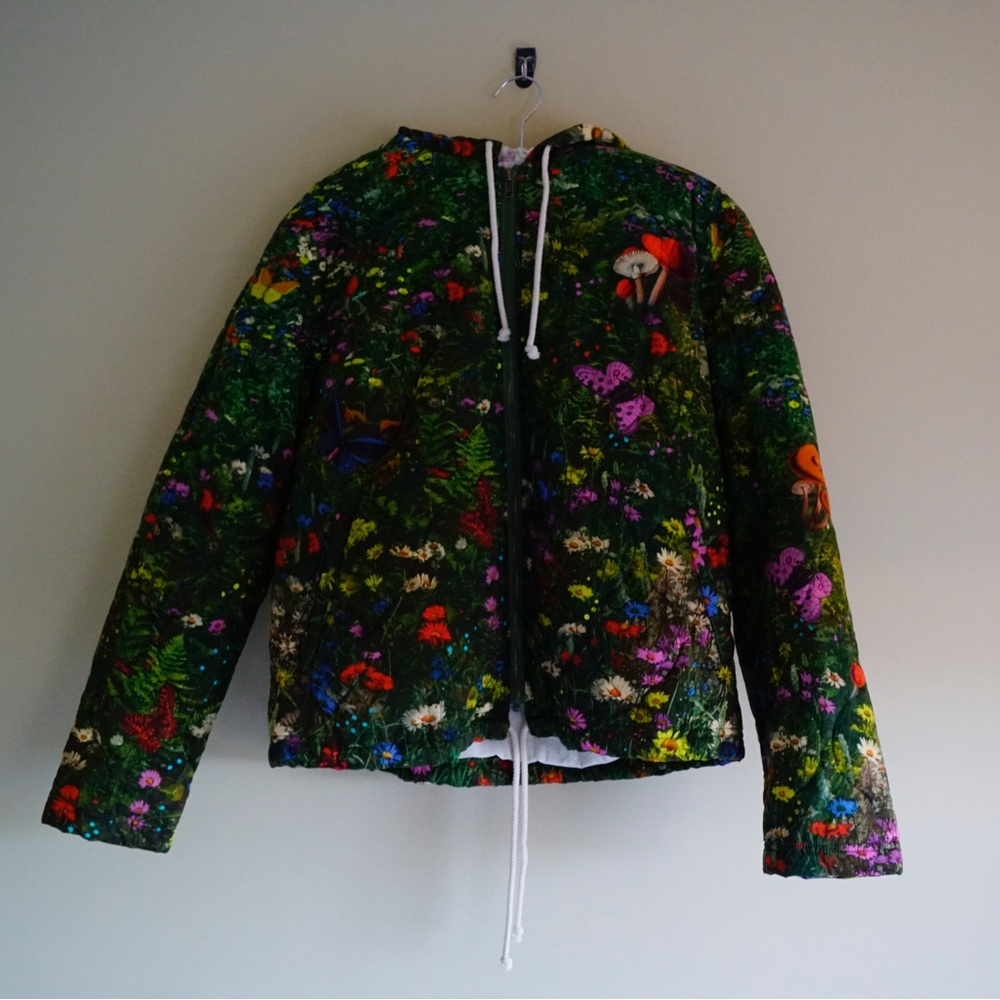 OFFERS WELCOME! MOTHER Quilted SLEEPING IN THE GARDEN Zipper Hoodie, Size M